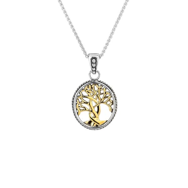 KEITH JACK TREE OF LIFE IN STERLING SILVER & 10KT YELLOW GOLD SMALL PENDANT 18