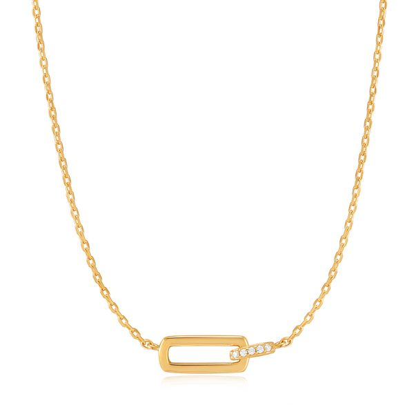 N037-01G Anie Haie Glam Rock  Interlock Necklace, Sterling Silver Gold Plated Taylors Jewellers Alliston, ON