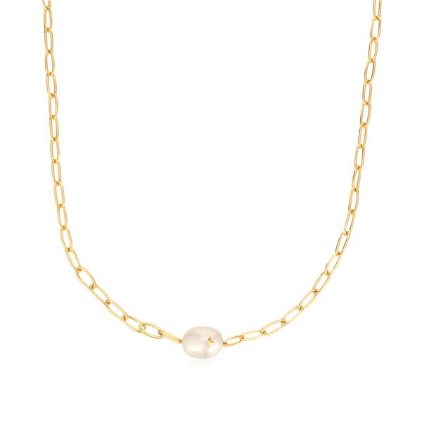 N043-05G Ania Haie Gold Pearl Sparkle Chunky Chain Necklace Taylors Jewellers Alliston, ON