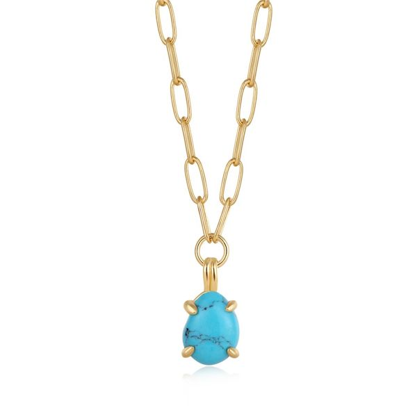 N044-04G Ania Haie Turquoise Chunky Chain Drop Pendant Necklace Taylors Jewellers Alliston, ON