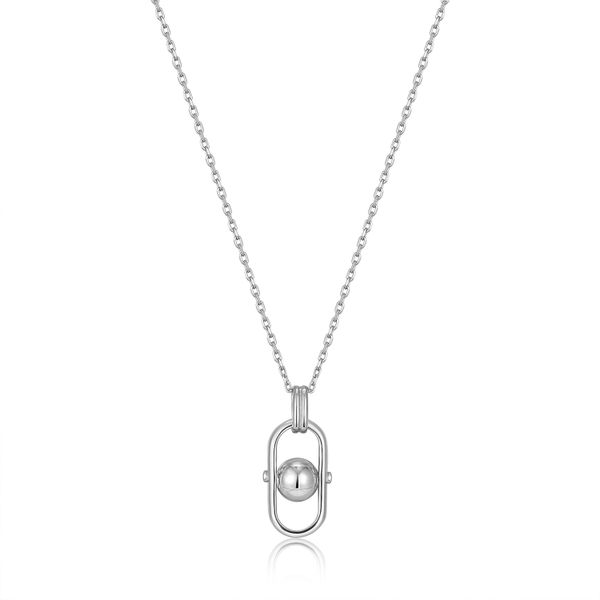 N045-03H Ania Haie Silver Orb Link Drop Pendant Necklace Taylors Jewellers Alliston, ON