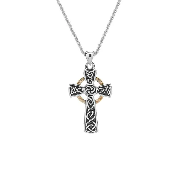 Keith Jack PCRX3642-3 Silver And 10K Gold Circle Cross Pendant Small Taylors Jewellers Alliston, ON