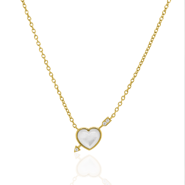 Gold Vermeil Mother Of Pearl Heart & Arrow Necklace Image 3 Taylors Jewellers Alliston, ON