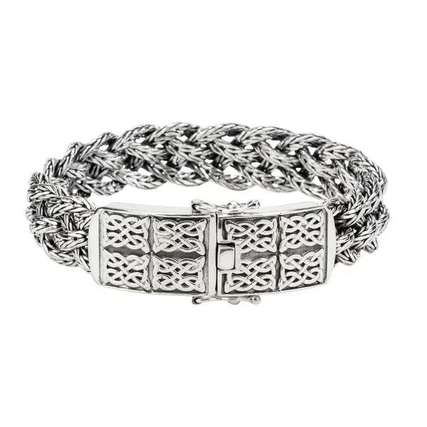 KEITH JACK NORSE FORGE DRAGON CELTIC WEAVE STERLING SILVER BRACELET SIZE 8