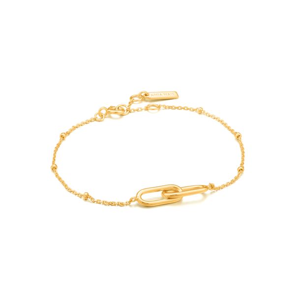 Annia Haie Chain Reaction Beaded Chain Link Bracelet in 925 Gold Tone Taylors Jewellers Alliston, ON