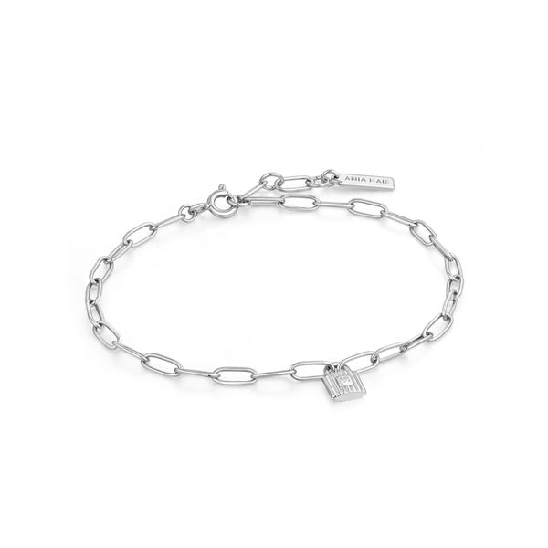 B032-01H Ania Haie Chunky Chain Padlock Bracelet Silver Taylors Jewellers Alliston, ON