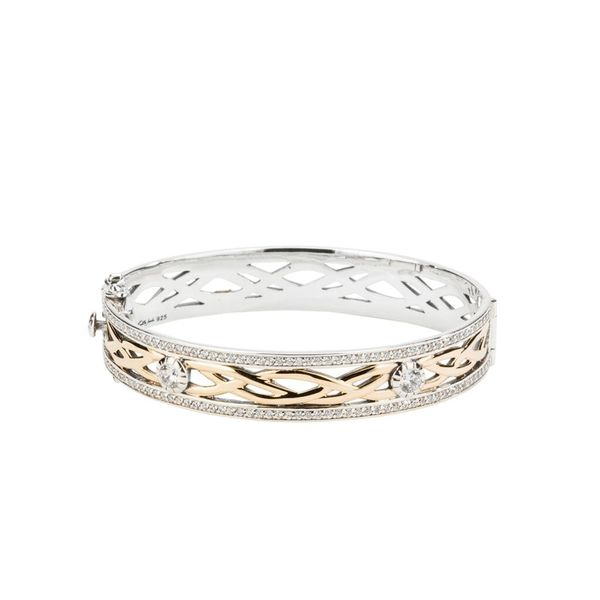 PBX8824-CZ Jack Keith Silver And 10K Gold Brave Heart Bangle Taylors Jewellers Alliston, ON