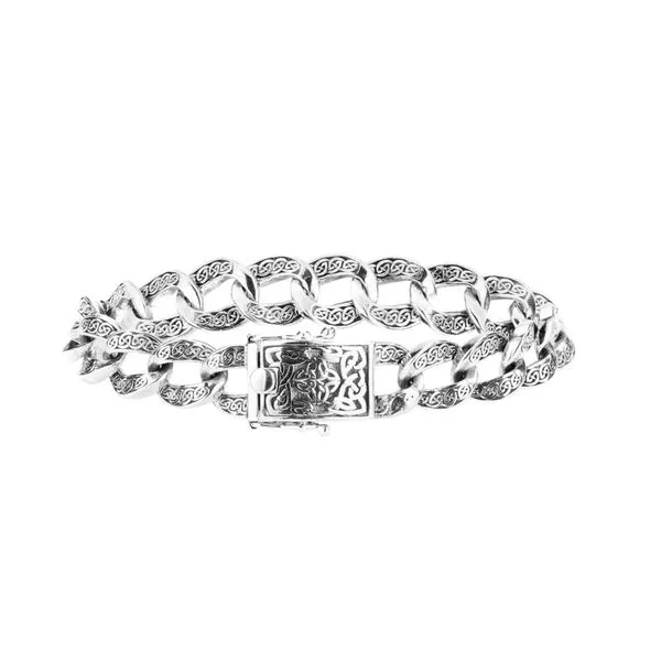 PBS7010-8 Keith Jack Silver Celtic Knot Curb Link Bracelet Taylors Jewellers Alliston, ON