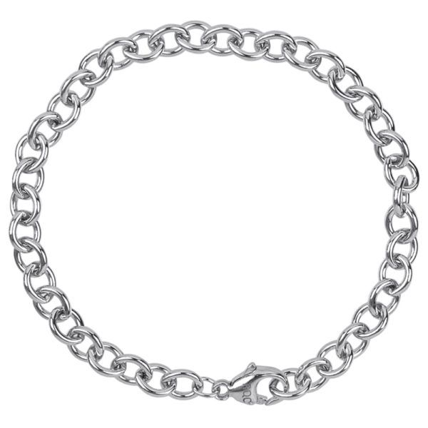 20-0201 Round Cable Link Classic Silver Bracelet Sz 7