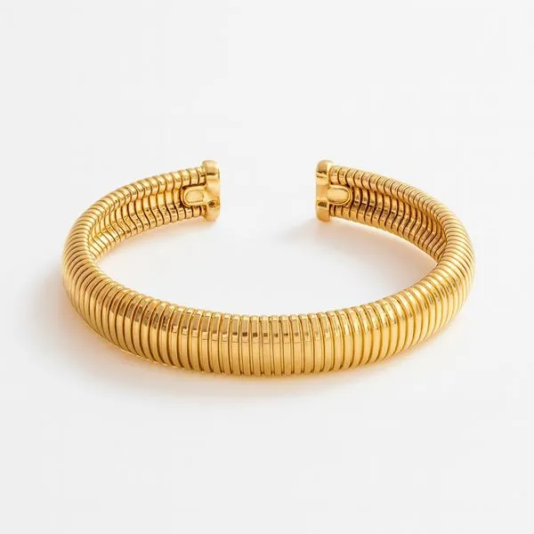 Gold Plated Sterling Silver Ribbed Bangle Taylors Jewellers Alliston, ON