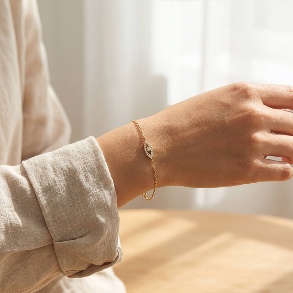 Sterling Silver Gold Vermeil Diamond Evil Eye Bracelet Image 3 Taylors Jewellers Alliston, ON