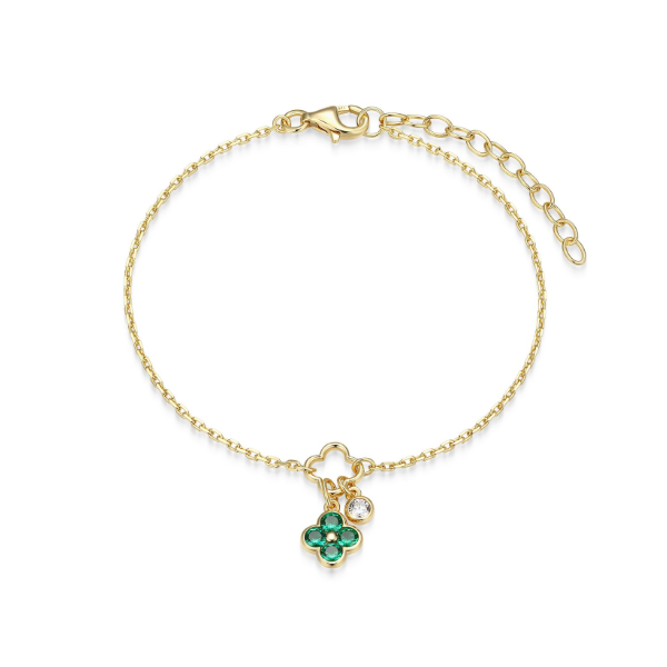 Green Clover Cable Link Bracelet Taylors Jewellers Alliston, ON