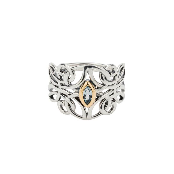 KEITH JACK GUARDIAN ANGEL STERLING SILVER & 10KT YELLOW GOLD WITH SKY BLUE TOPAZ RING SIZE 7 PRX7847-BT-7 Taylors Jewellers Alliston, ON