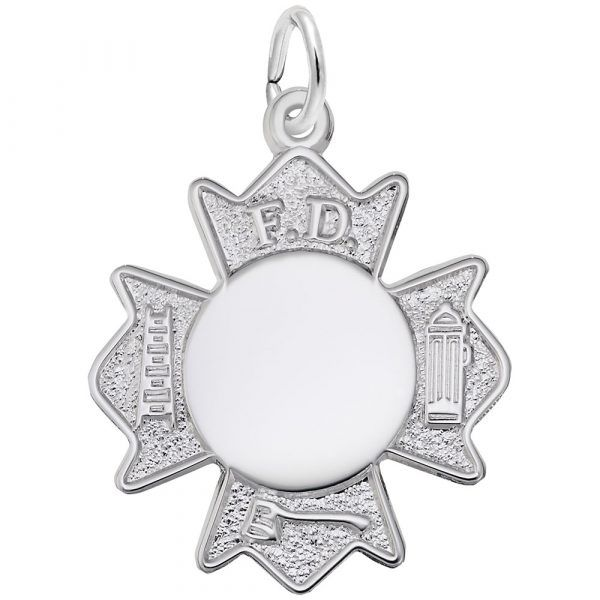 2946 Fire Department Badge Silver Charm Taylors Jewellers Alliston, ON