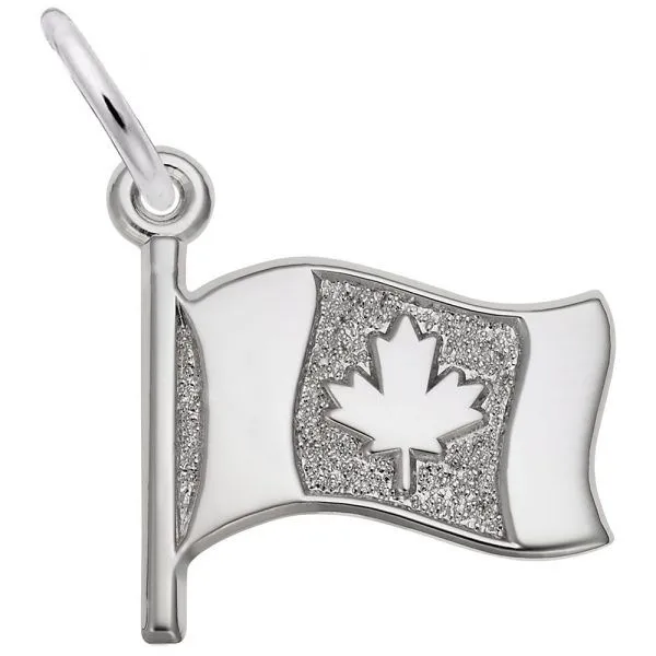 3843 Waving Canadian Flag Silver Charm Taylors Jewellers Alliston, ON