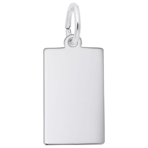 6184 Small Rectangle Silver Dog Tag Charm Taylors Jewellers Alliston, ON