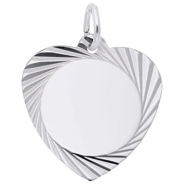 7910 Medium Diamond Faceted Heart Silver Charm Taylors Jewellers Alliston, ON