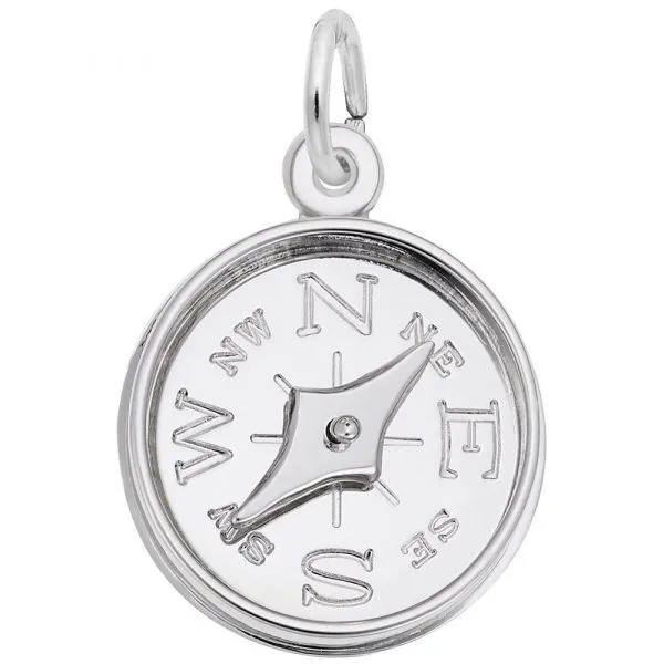 8327 Compass with Needle Silver Charm Taylors Jewellers Alliston, ON