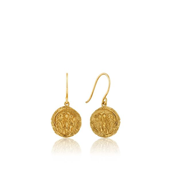 Ania Haie Coin Emblem Hook Earrings in 925 Sterling Silver with 14kt Gold Plating Taylors Jewellers Alliston, ON