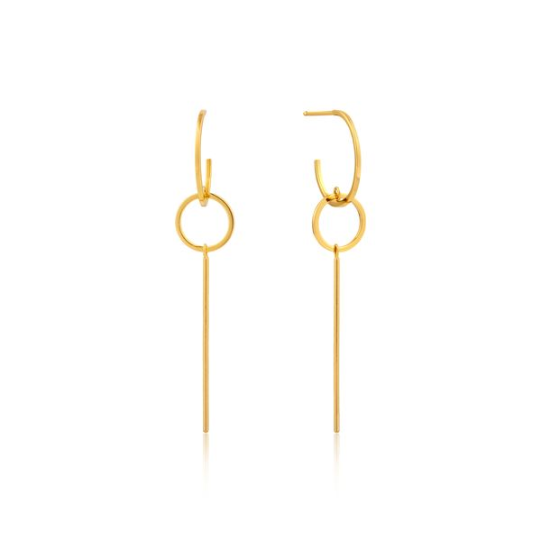 Ania Haie Modern Solid Drop Earrings in 925 Sterling Silver with 14kt Gold Plating Taylors Jewellers Alliston, ON