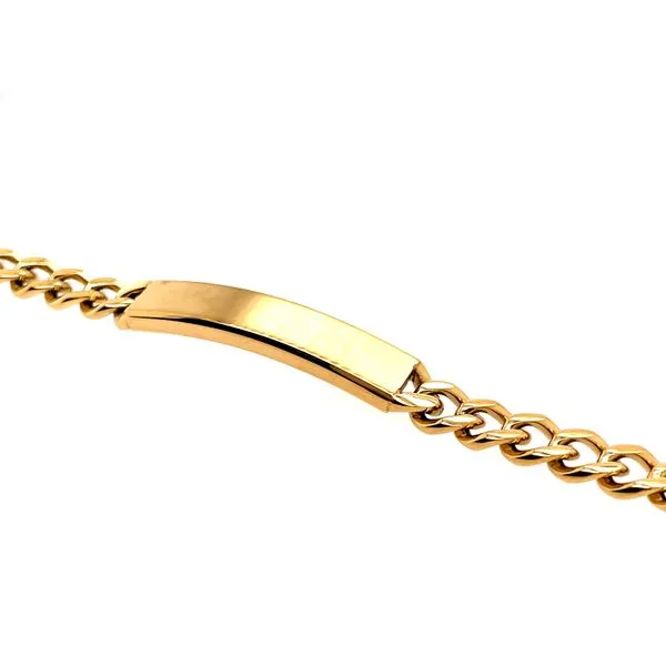 ITALGEM  GOLD-IONIZED PLATED S.STEEL CURB LINK I.D.- PLATE 7MM - 8