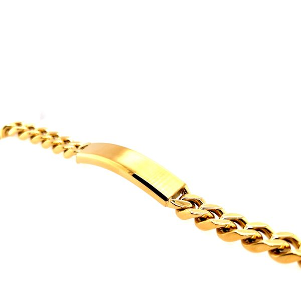 ITALGEM YELLOW GOLD IONIZED PLATED S.STEEL CURB LINK I.D.- PLATE 9.4MM BRACELET Taylors Jewellers Alliston, ON