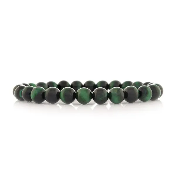 ITALGEM BB-200-M Green 8mm Tiger Eye Bead Bracelet Image 2 Taylors Jewellers Alliston, ON