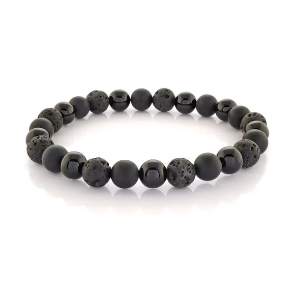 ITALGEM BB-206-M Black Matte & Shiny Onyx 8mm Lava Bead Bracelet Taylors Jewellers Alliston, ON