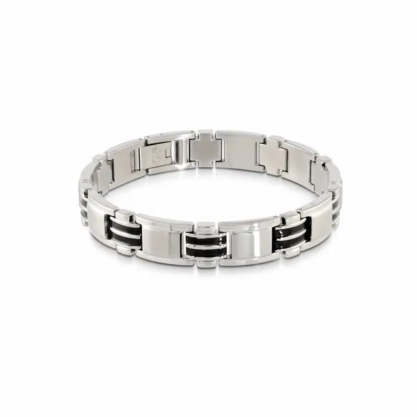 Stylish ITALGEM SMB70 Stainless Steel Black IP Link Bracelet Taylors Jewellers Alliston, ON