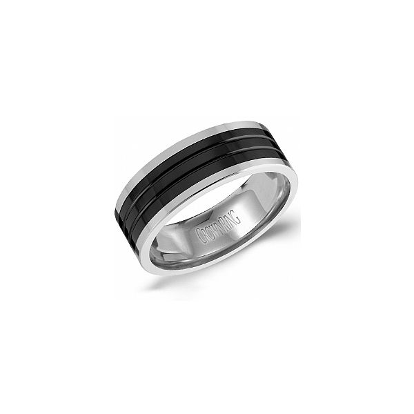 CROWN RING WEDDING BAND TUNGSTEN CARBIDE AND CERAMIC 8MM SIZE 10 Taylors Jewellers Alliston, ON
