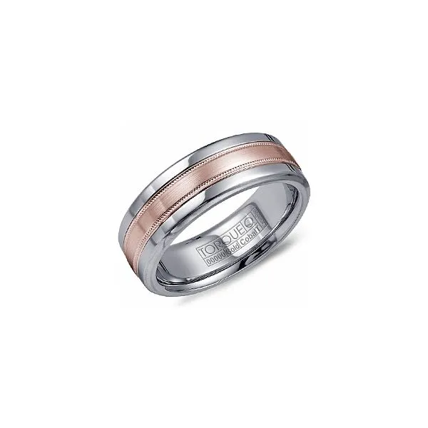 CROWN RING BAND WHITE COBALT AND 14KT ROSE GOLD  7.5MM SIZE 10 Taylors Jewellers Alliston, ON