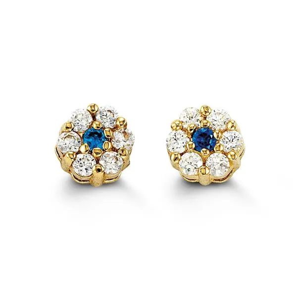 14KT YG FLOWER WITH BLUE CZ Taylors Jewellers Alliston, ON