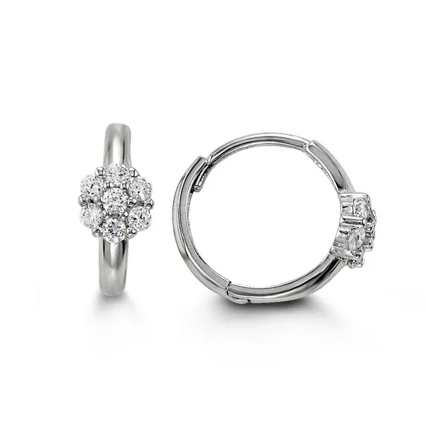 14K White Gold Cluster Hoop Earrings for Kids Taylors Jewellers Alliston, ON