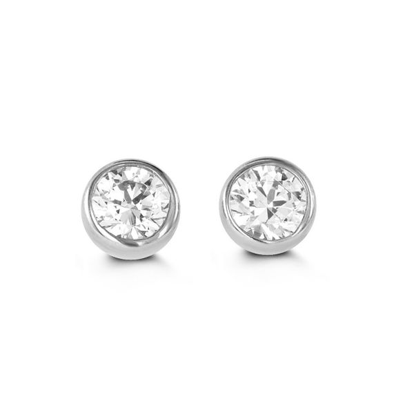 14KT WHITE GOLD & 4MM CZ BEZEL EARRINGS Taylors Jewellers Alliston, ON
