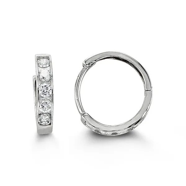 Adorable 14K White Channel CZ Earrings for Kids and Babies Taylors Jewellers Alliston, ON