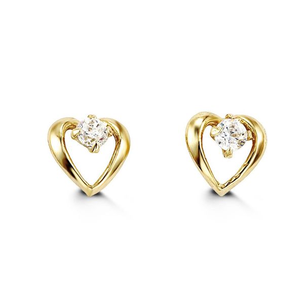 14KT YELLOW GOLD BABY HEART CZ EARRINGS Taylors Jewellers Alliston, ON