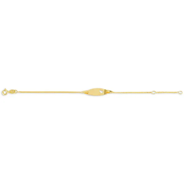 10K Yellow Gold Oval Tag ID Bracelet - Adjustable to 6