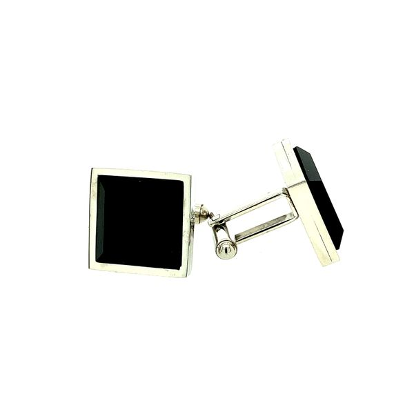 STAINLESS STEEL BLACK ONYX SQUARE CUFF LINKS Taylors Jewellers Alliston, ON