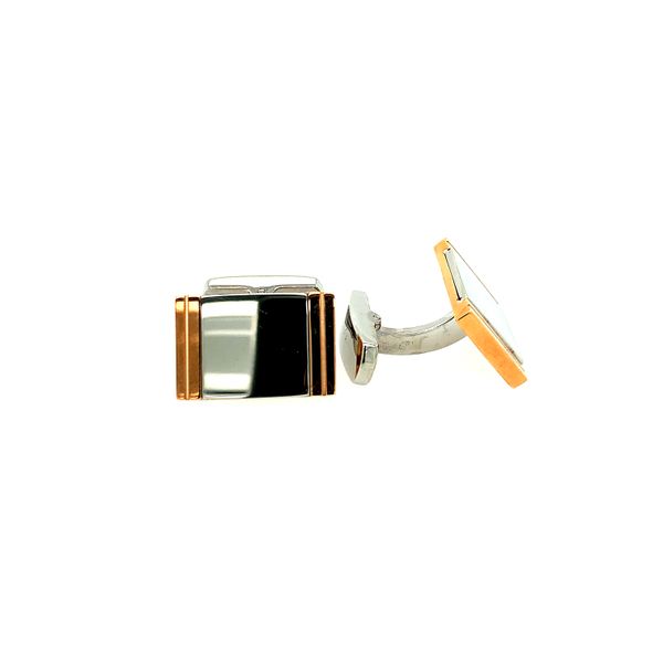 STAINLESS STEEL POLISHED ROSE IONIZED PLATED RECTANGULAR CUFF LINKS Taylors Jewellers Alliston, ON