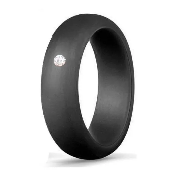 White-Cz Black Silicone Ring  Size 6 Taylors Jewellers Alliston, ON