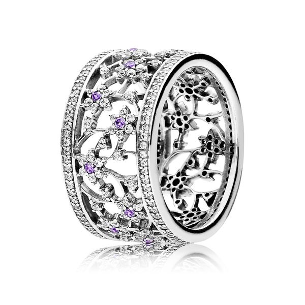 PANDORA 190991ACZ-56 RING FORGET ME NOT WITH PURPLE AND CLEAR CZ RING SIZE 7.5 Taylors Jewellers Alliston, ON