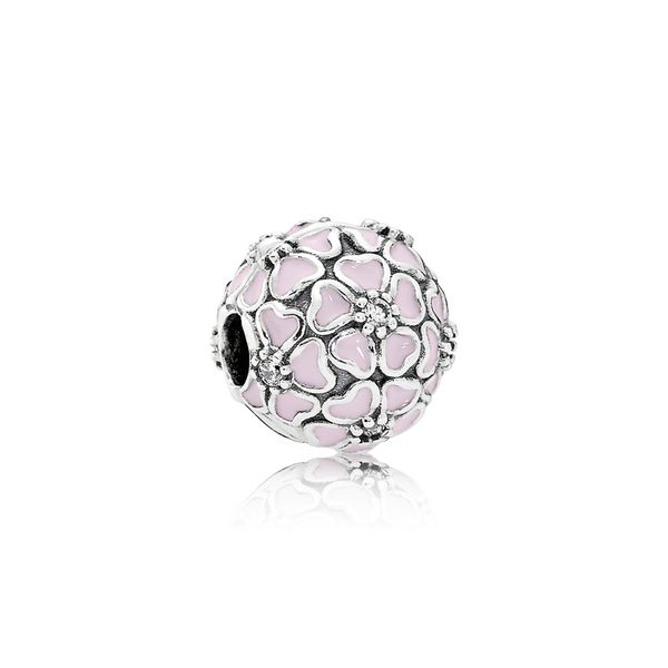 PANDORA 791826EN40 Clip Cherry Blossom with Soft Pink Enaml and Clear Cubic Zirconia Taylors Jewellers Alliston, ON