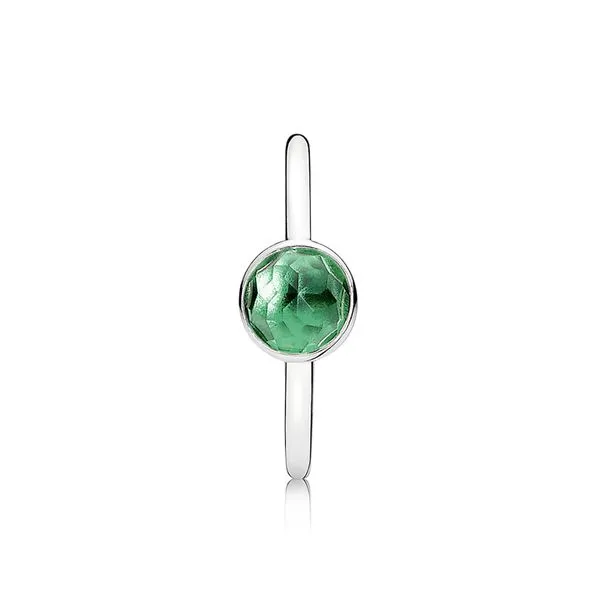 PANDORA 191012NRG-50 GREEN CRYSTAL DROPLET STERLING SILVER RING SIZE 5 Taylors Jewellers Alliston, ON