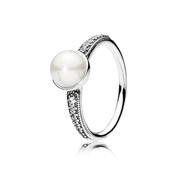 PANDORA 191018P-54 ELEGANT BEAUTY WITH WHITE FRESHWATER CULTURED PEARL AND CLEAR CZ SIZE 7 Taylors Jewellers Alliston, ON