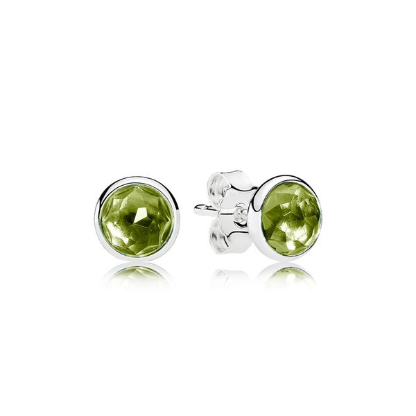 PANDORA 290738PE PERIDOT DROPLETS STERLING SILVER EARRING Taylors Jewellers Alliston, ON