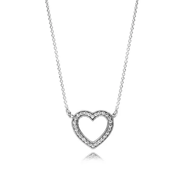 PANDORA 590534CZ-45 Sparkling Open Heart Necklace Size 17.7 Taylors Jewellers Alliston, ON