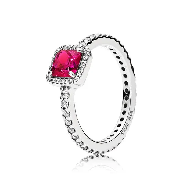PANDORA 190947SRU-54 SYNTHETIC RUBY STERLING SILVER RING SIZE 7 Taylors Jewellers Alliston, ON
