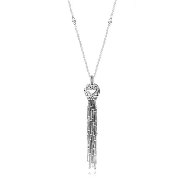 PANDORA 397082CZ-70 TASSLE STERLING SILVER NECKLACE LENGTH 27.6