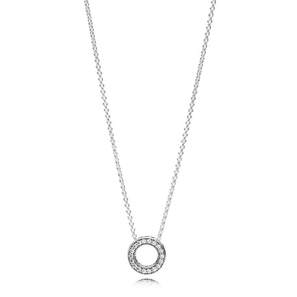 PANDORA 397436CZ-45 Logo Pave Circle Collier Necklace Size 17.7