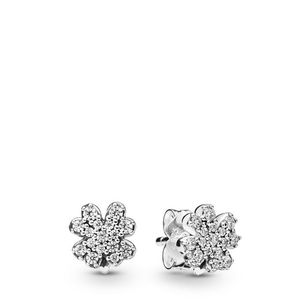 PANDORA 297944CZ PAVE FOUR-LEAF CLOVER STERLING SILVER EARRINGS Taylors Jewellers Alliston, ON